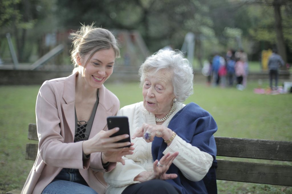Older woman on bench
